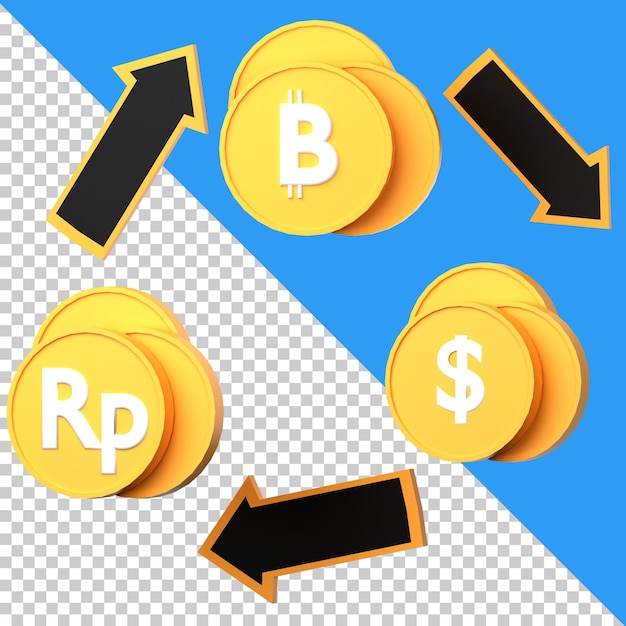 Intercambio de Bitcoin aislado en el fondo transparente
