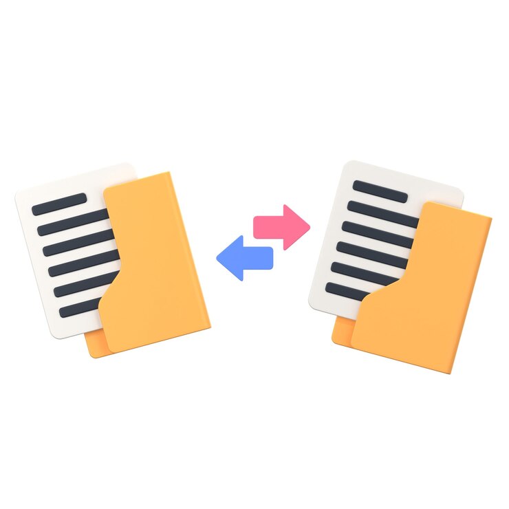 PSD intercambio de carpeta con el signo de transferencia 3d icon ilustración low poly style