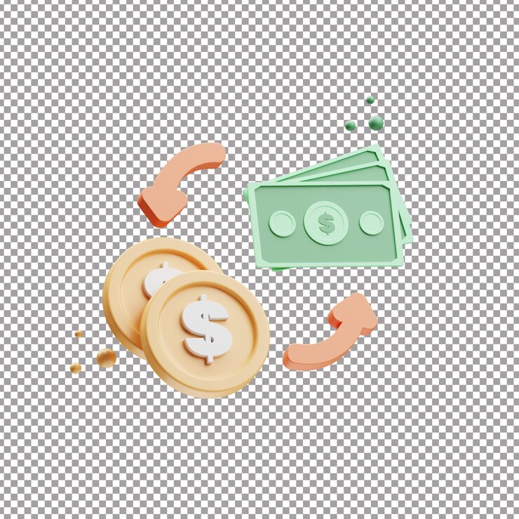 PSD intercambio de dinero bancario archivo de renderización 3d