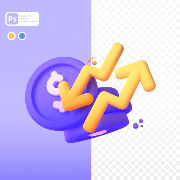 Intercambio de inflación en 3d para presentación web de activos gráficos u otros