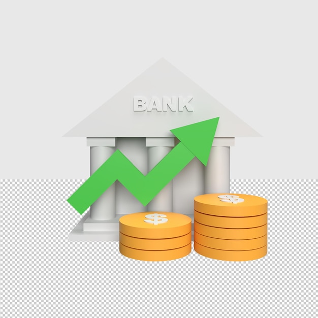 PSD interés bancario 3d por concepto de ilustración procesada