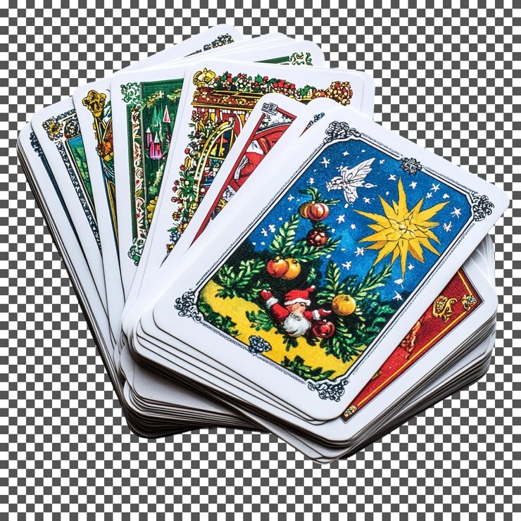 PSD interesante juego de cartas de navidad aislado sobre un fondo transparente