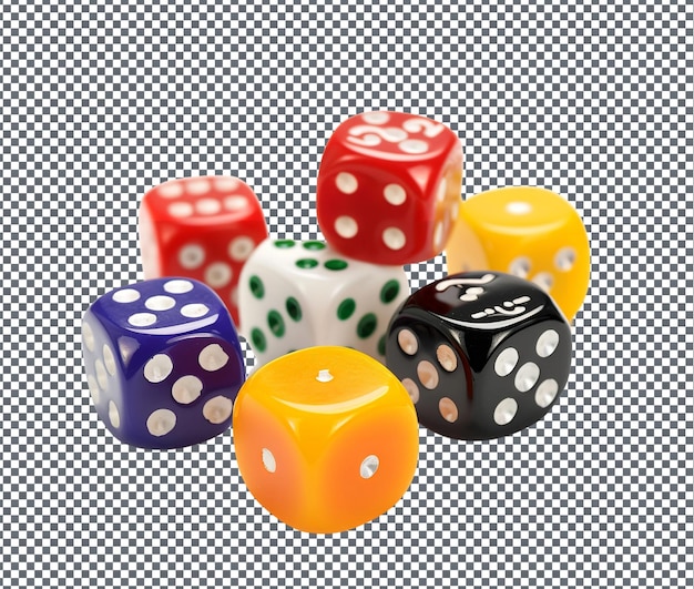 Interessante Karnevalsspiele Würfel-Set isoliert auf durchsichtigem Hintergrund