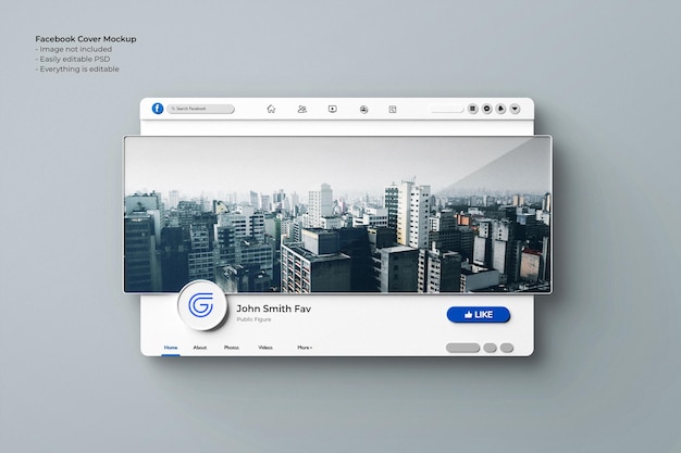Interfaccia di rendering 3D di mockup di foto di copertina di Facebook