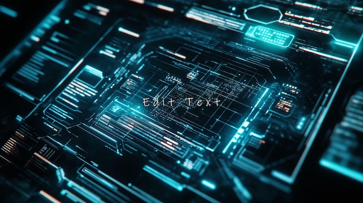 PSD interfaccia digitale futuristica con circuiti luminosi e flussi di dati