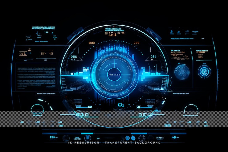 PSD interfaccia hud futuristica in sfondo trasparente