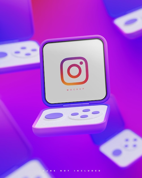 Interfaccia Instagram social media post dispositivo smart flip mockup 3d rendering