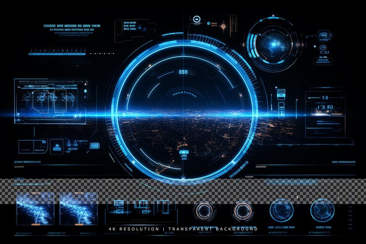 PSD interfaccia utente moderna sci-fi futuristica su sfondo trasparente