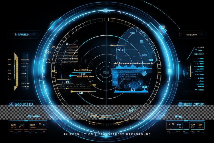 PSD interfaccia utente moderna sci-fi futuristica su sfondo trasparente