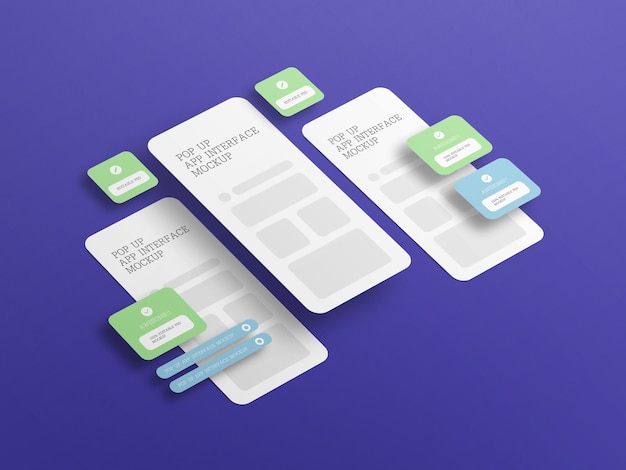 Interface d'application avec maquette d'écran contextuel
