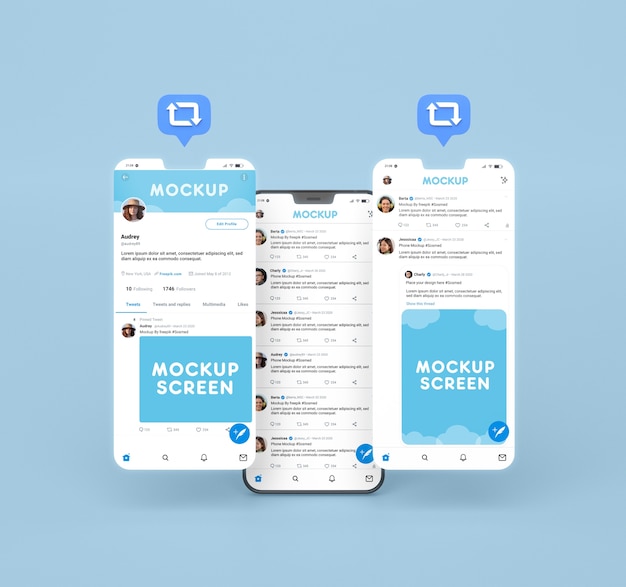 PSD interface de mídia social com ícones