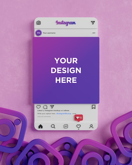 Interface Instagram De Rendu 3d Pour Maquette De Publication Sur Les Médias Sociaux