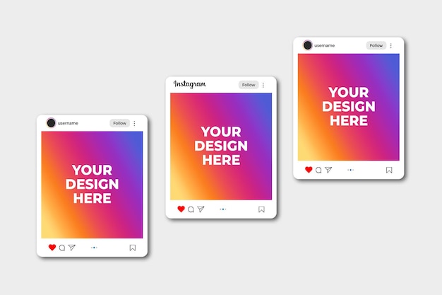 Interface d'interface utilisateur du modèle de poste Instagram des médias sociaux Mockup