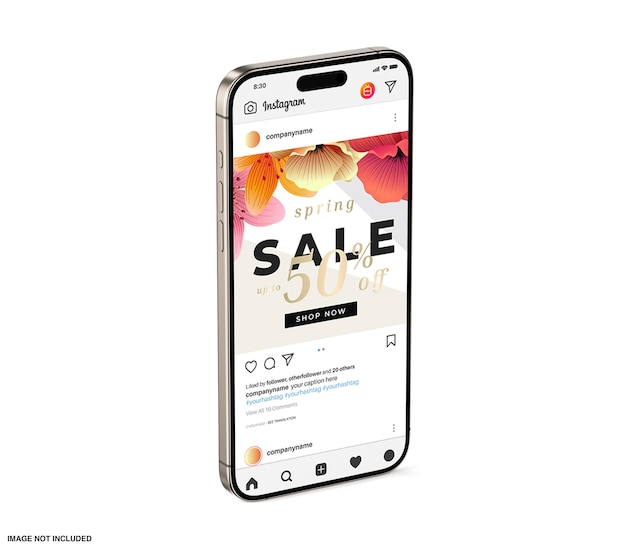 Interface de maquette de médias sociaux instagram rendu 3d