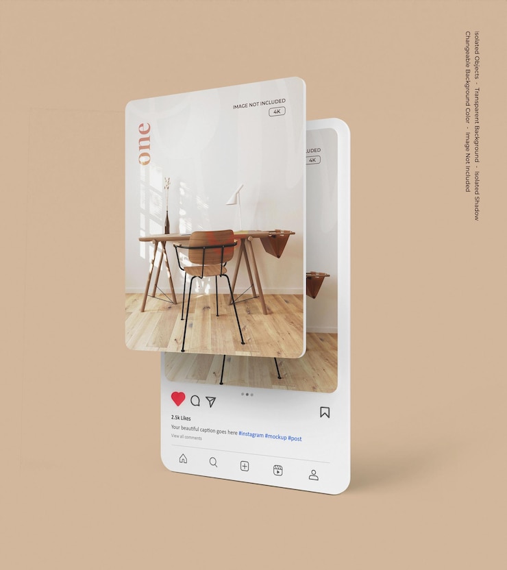 PSD interface de rendu 3d maquette post instagram isolée
