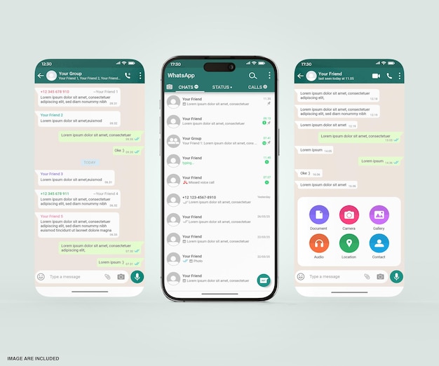 Interface Whatsapp sur une maquette de téléphone intelligent