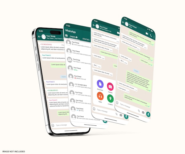 Interface Whatsapp sur une maquette de téléphone intelligent