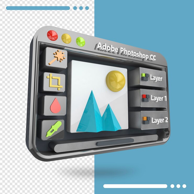 PSD interfaz adobe photoshop 3d rendering