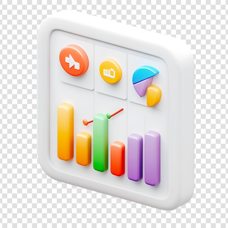 PSD interfaz de aplicación pastel con botones de visualización de datos de gráficos de barras de colores