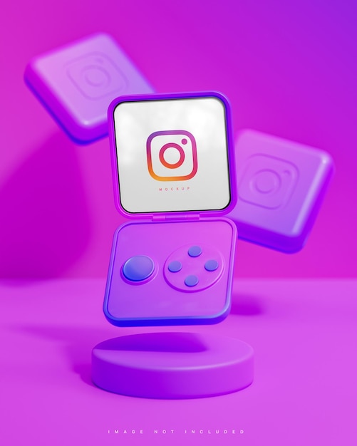Interfaz de instagram publicación en redes sociales maqueta de dispositivo flip inteligente fondo abstracto 3d render