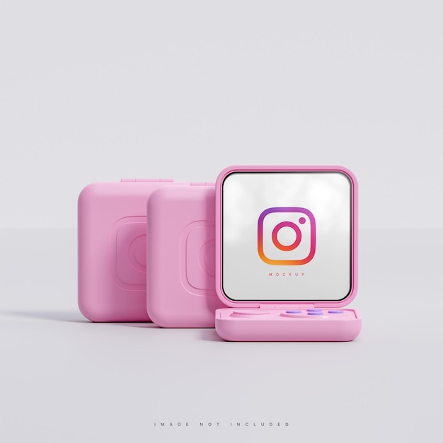 PSD interfaz de instagram publicación en redes sociales maqueta de dispositivo flip inteligente fondo blanco render 3d