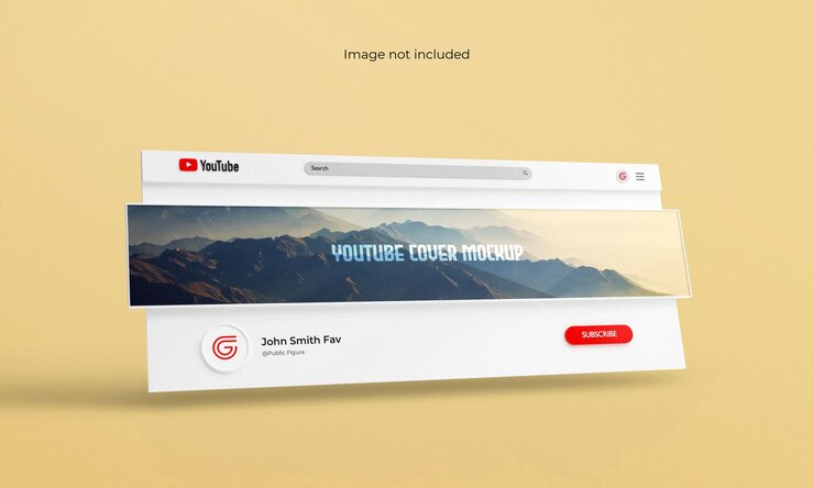 PSD interfaz renderizada en 3d de maqueta de portada o banner de youtube