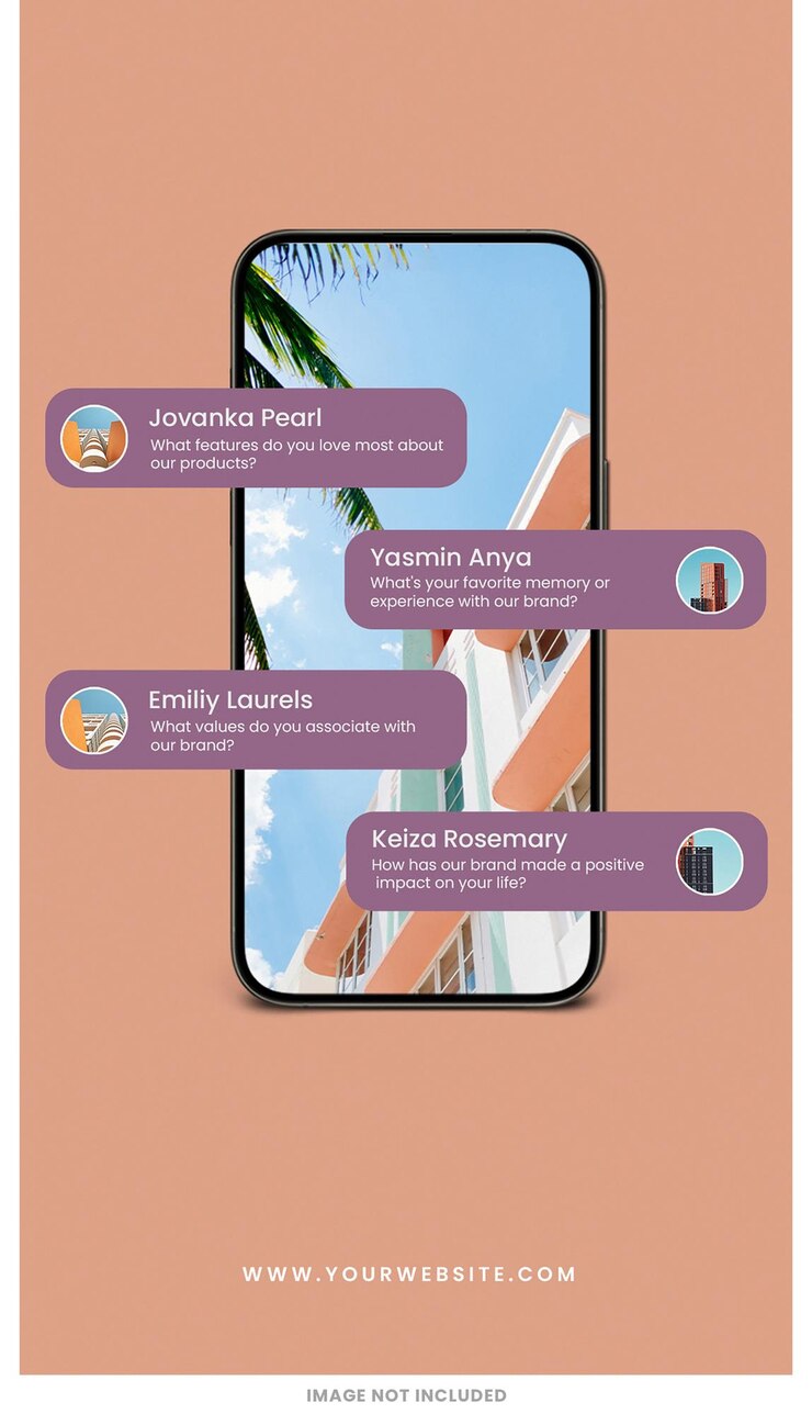 PSD interfaz de teléfono inteligente tema de melocotón plantilla de historias de instagram diseño psd