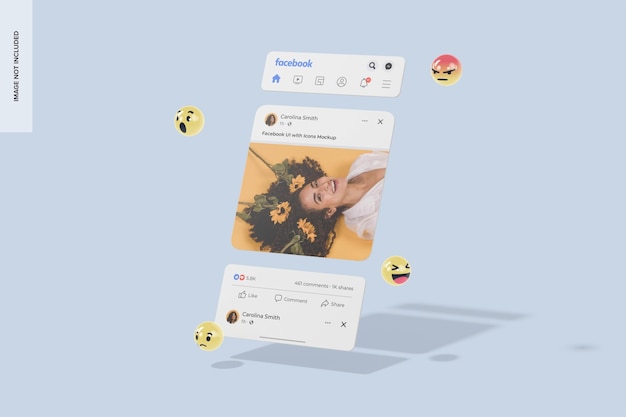 Interfaz de usuario de Facebook con maqueta de íconos, vista derecha