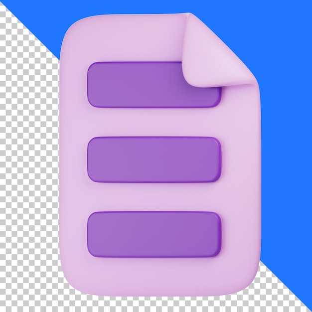 Interfaz de usuario de icono de documento en 3D Rendering en 3D