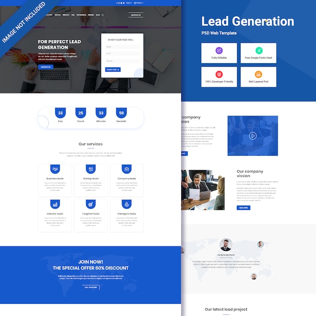 PSD interfaz web de generación de leads