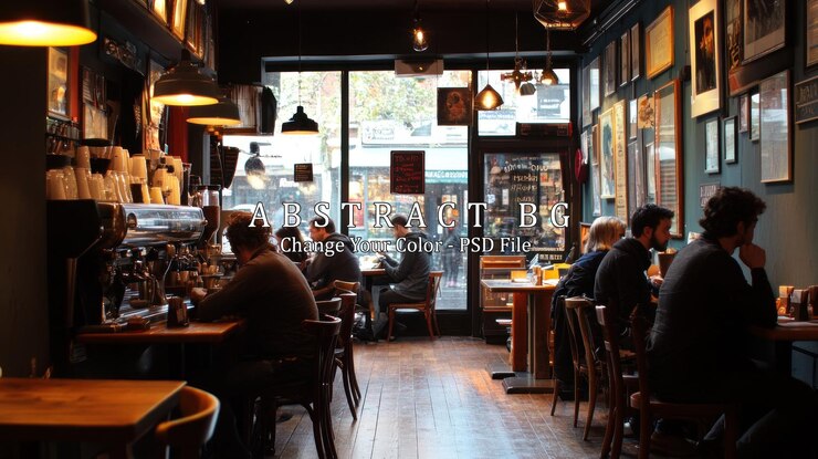 PSD l'intérieur d'un café avec des gens