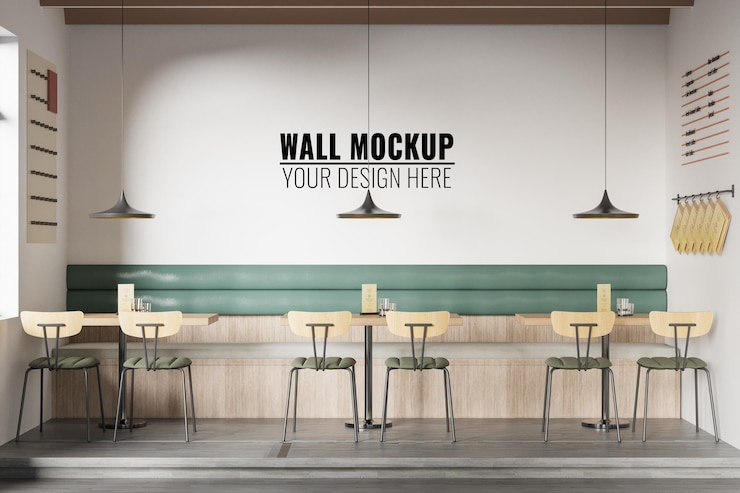 PSD interieur coffee shop wandmodell