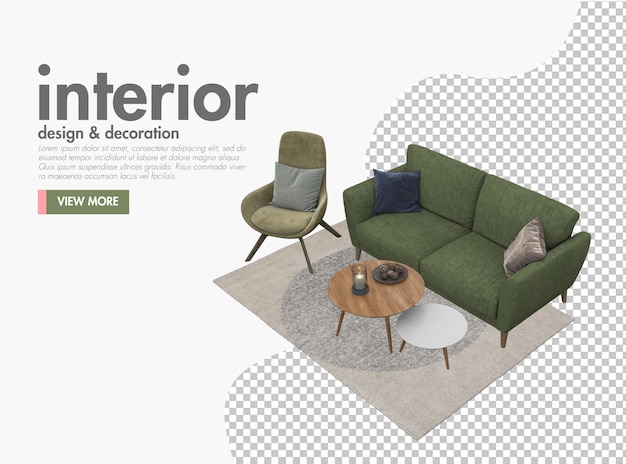 Interieur im modernen design-stil premium psd