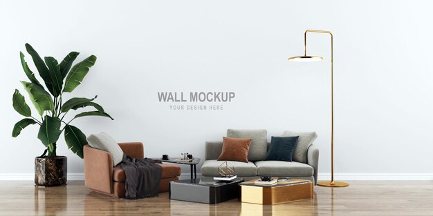 Interieur wohnzimmer wand modell design in 3d-rendering