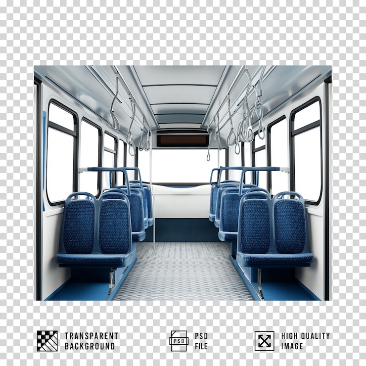 PSD interior del autobús sobre un fondo transparente