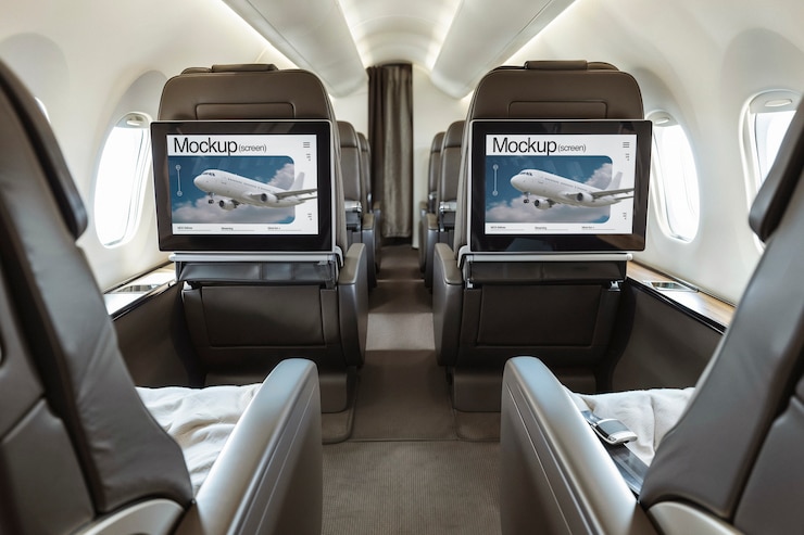PSD el interior de un avión privado de lujo