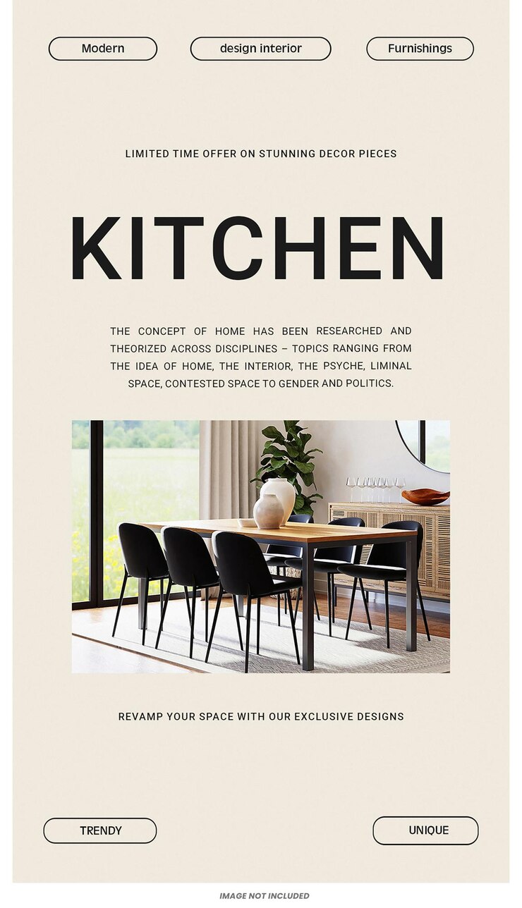 PSD el interior de la cocina es moderno, los muebles son minimalistas, las historias de instagram son plantillas de diseño psd.