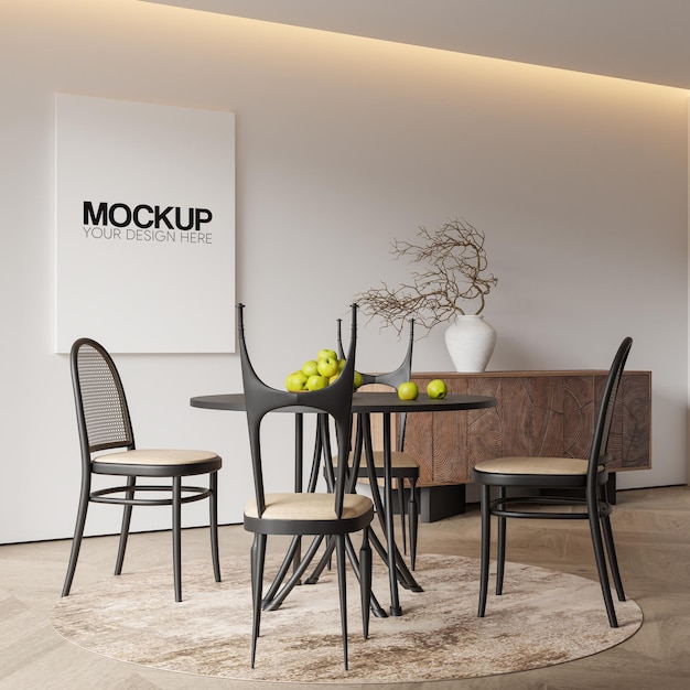 Interior Dining Room Frame Wall Mockup 3d rendering 3d illustration