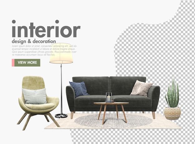 PSD interior en diseño de estilo moderno