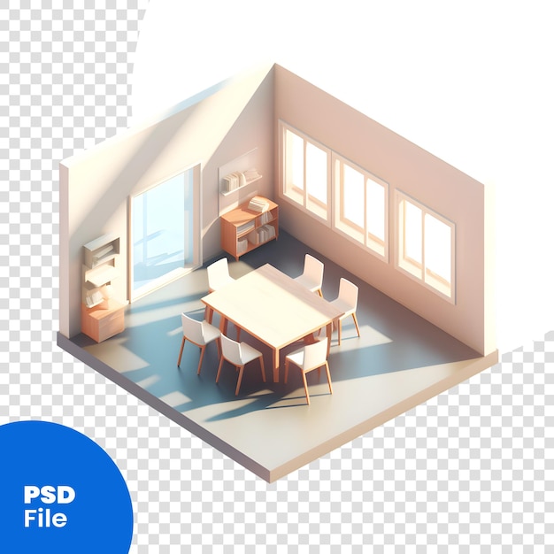 PSD interior do escritório vista isométrica ilustração vetorial modelo psd