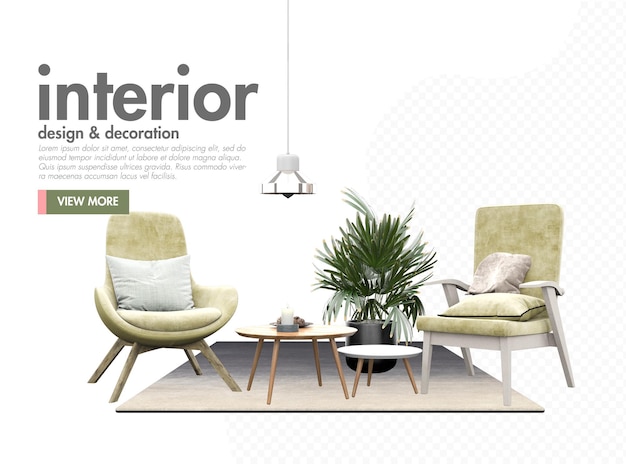 Interior em design de estilo moderno