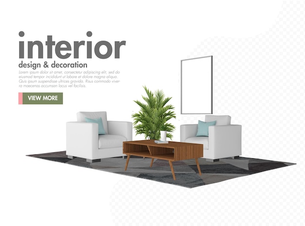 Interior em design de estilo moderno