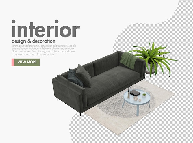 Interior em estilo moderno com design premium psd