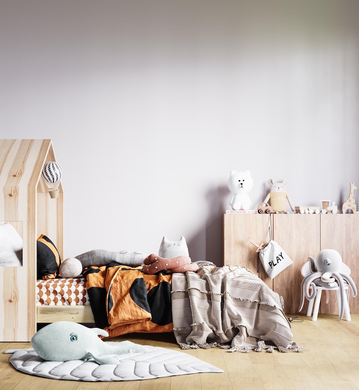 PSD interior kids room maqueta de papel tapiz