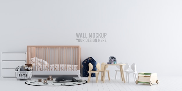 Interior kids schlafzimmer wallpaper mockup