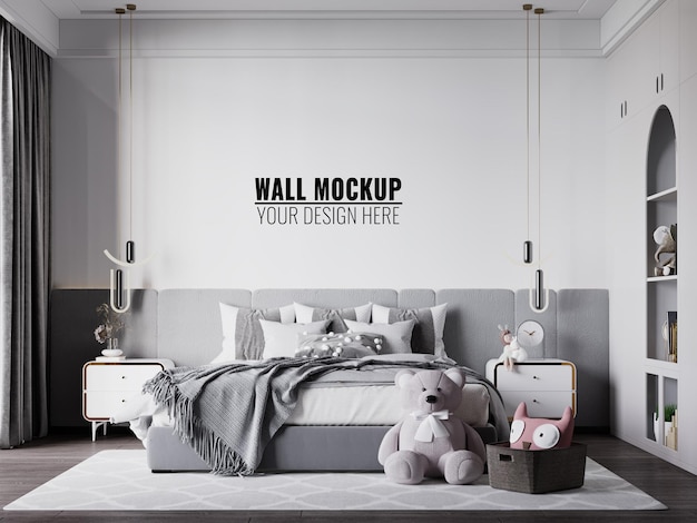 Interior kinderzimmer wallpaper mockup