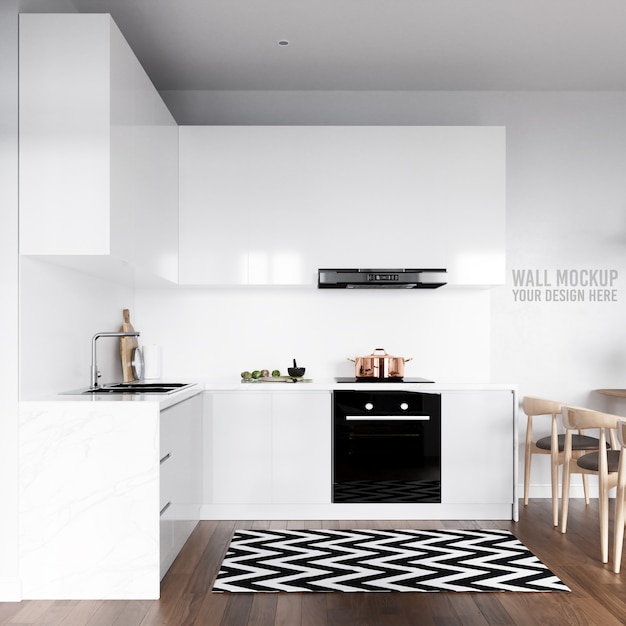 Interior Kitchen Wall Background Mockup