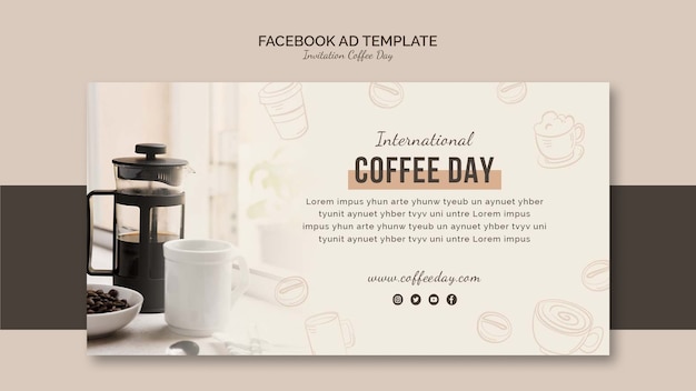 Internationale Kaffeetagesschablone des flachen Designs