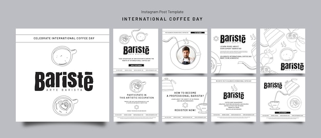 PSD internationale kaffeetagesschablone des flachen designs