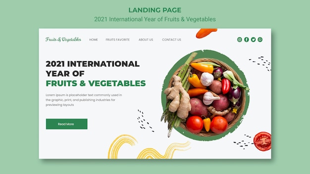 PSD internationale landingpage-vorlage für obst und gemüse